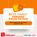 Ponto Facultativo dia 20 de Março de 2026