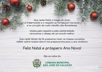 Mensagem de Natal e Ano Novo da Câmara Municipal de São José do Calçado